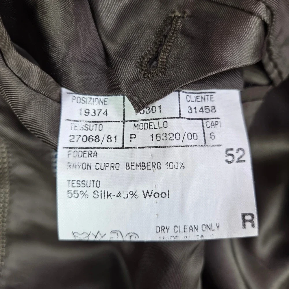 CANALI Wool Silk Blazer Men's 52/US 42 Brown Check‎ 3 Button Sport Coat Italy